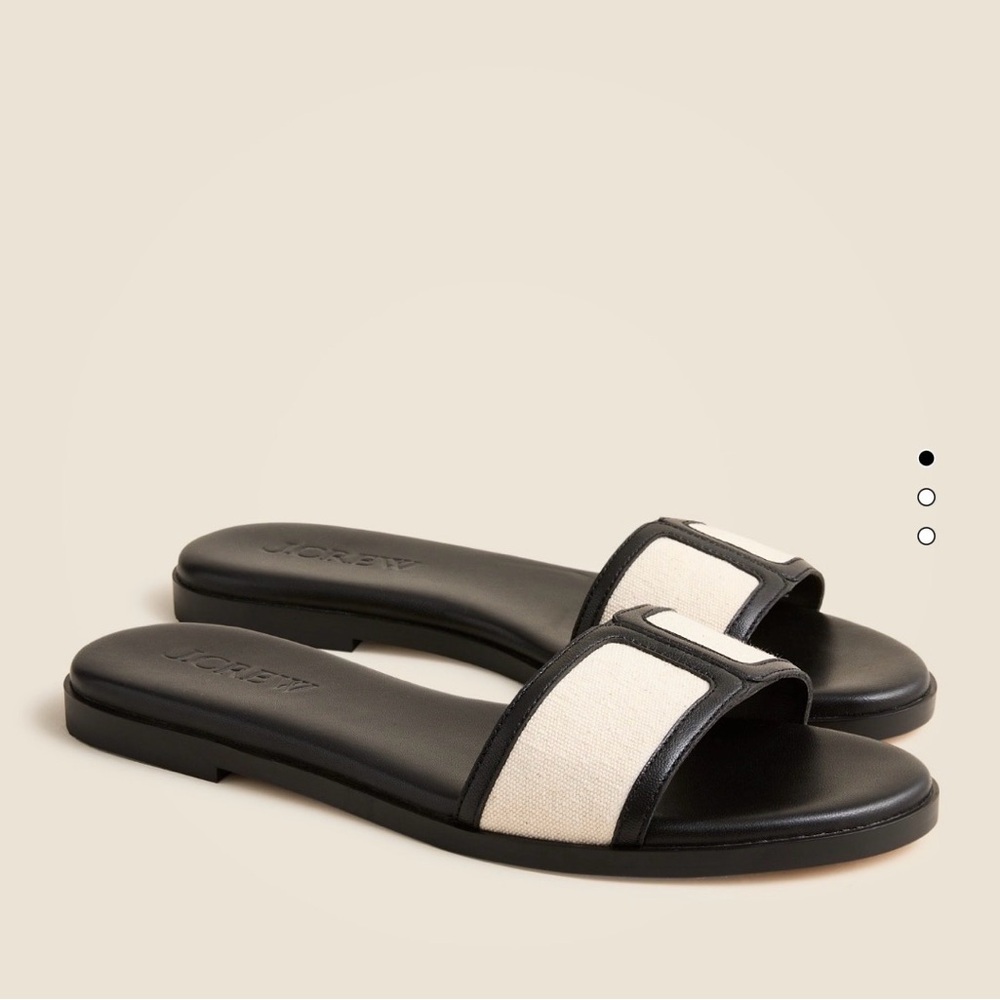 J. Crew Georgina Leather Women's Black and Cream Slide Sandals